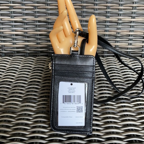 New KATE SPADE Staci Black Leather Card Case Lanyard WLR00139 $99 - Picture 16 of 16